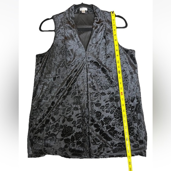 Vintage Y2K Spense M Velvet Floral Burnout V-Neck Top Whimsigoth Witchy Grunge - Picture 10 of 10